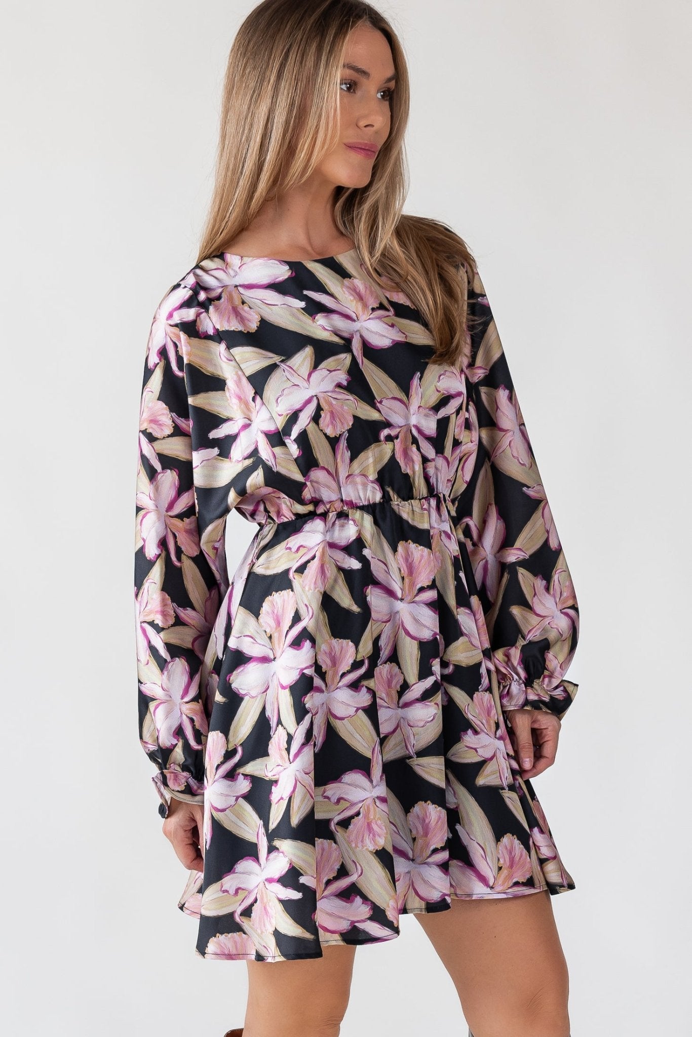 Zayla Black Floral Mini Dress - Final Sale - JO+CO