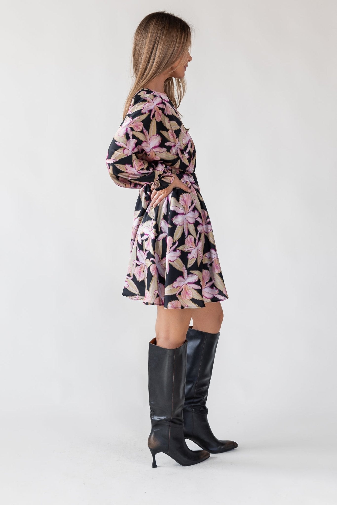 Zayla Black Floral Mini Dress - Final Sale - JO+CO