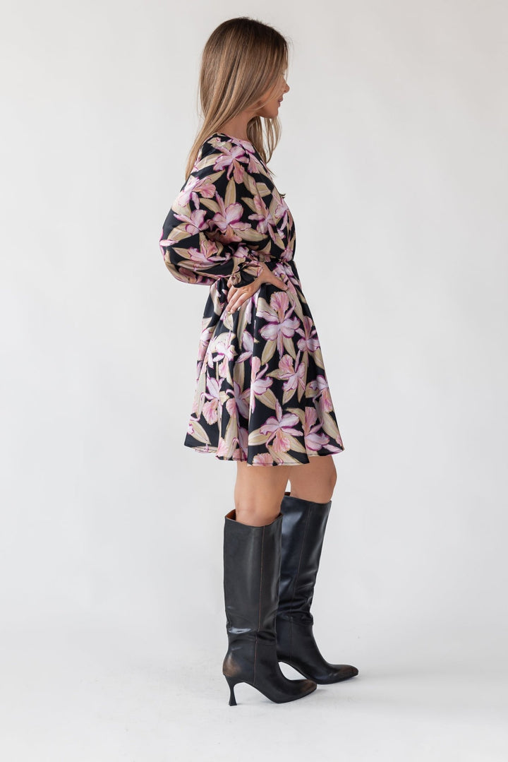 Zayla Black Floral Mini Dress - Final Sale - JO+CO