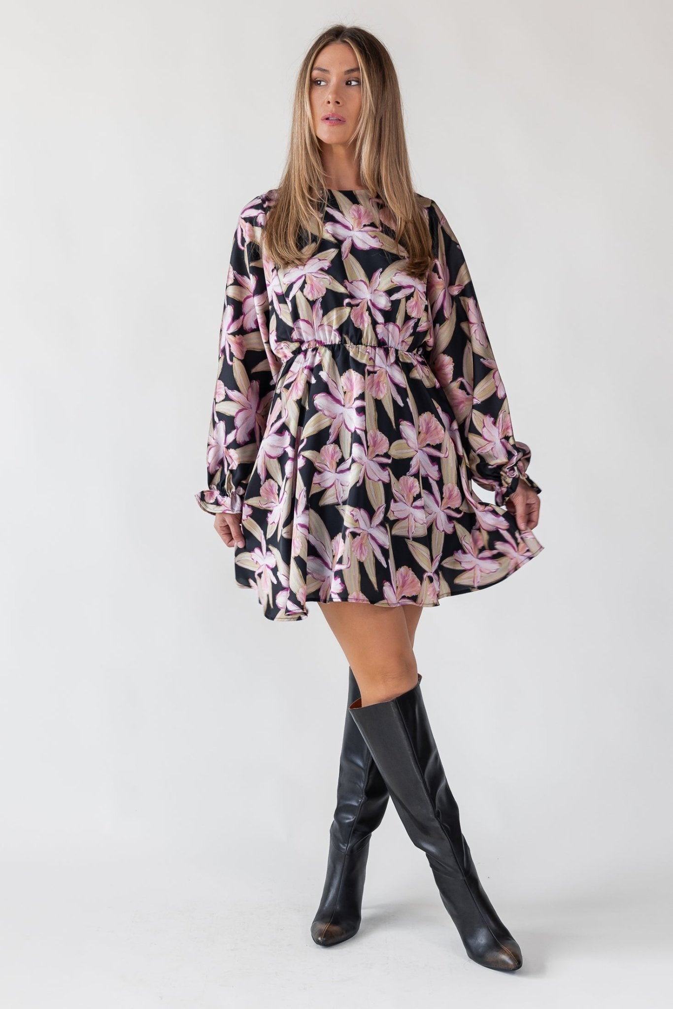 Zayla Black Floral Mini Dress - Final Sale - JO+CO