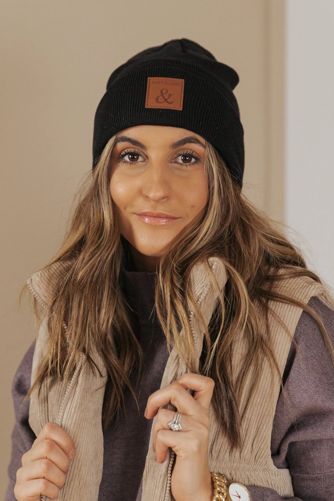 Ampersand Slouchy Beanie - BLACK - FINAL SALE - JO+CO