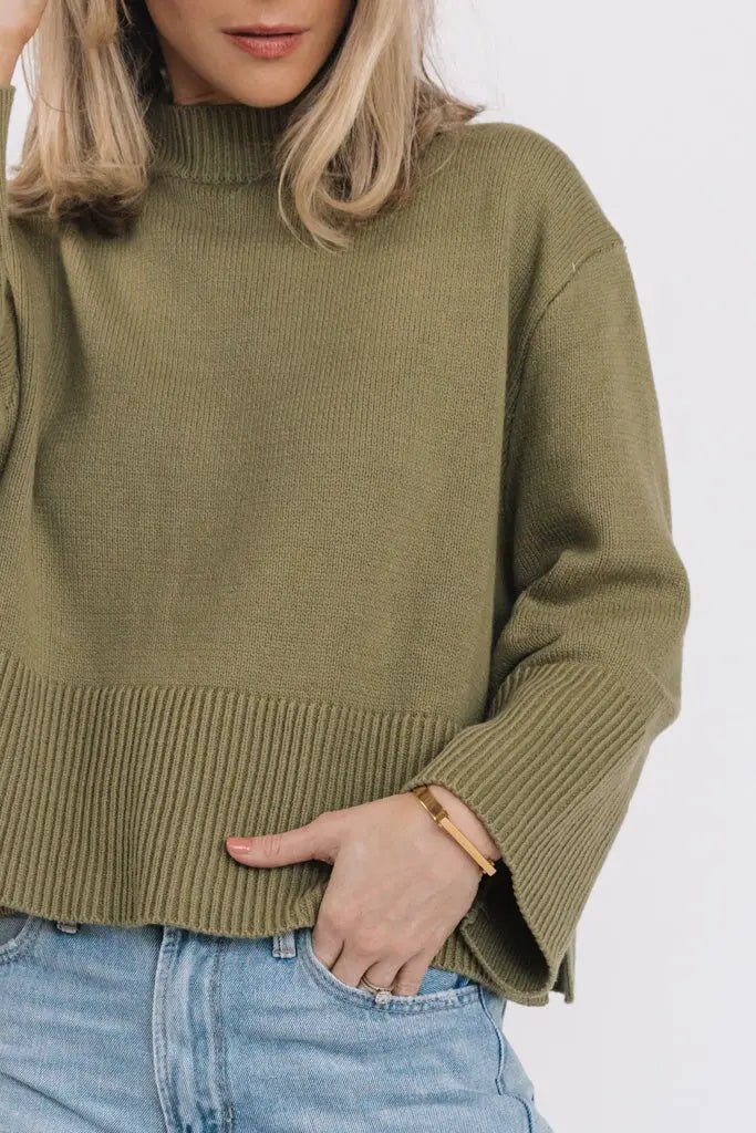 Andie Olive Long Sleeve Sweater - JO+CO
