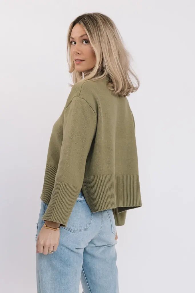 Andie Olive Long Sleeve Sweater - JO+CO