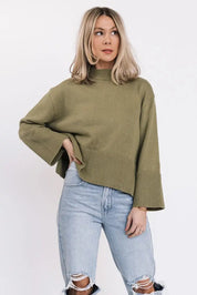Andie Olive Long Sleeve Sweater - JO+CO