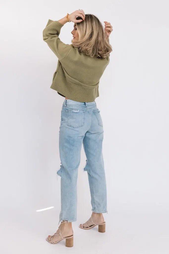 Andie Olive Long Sleeve Sweater - JO+CO