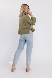 Andie Olive Long Sleeve Sweater - JO+CO
