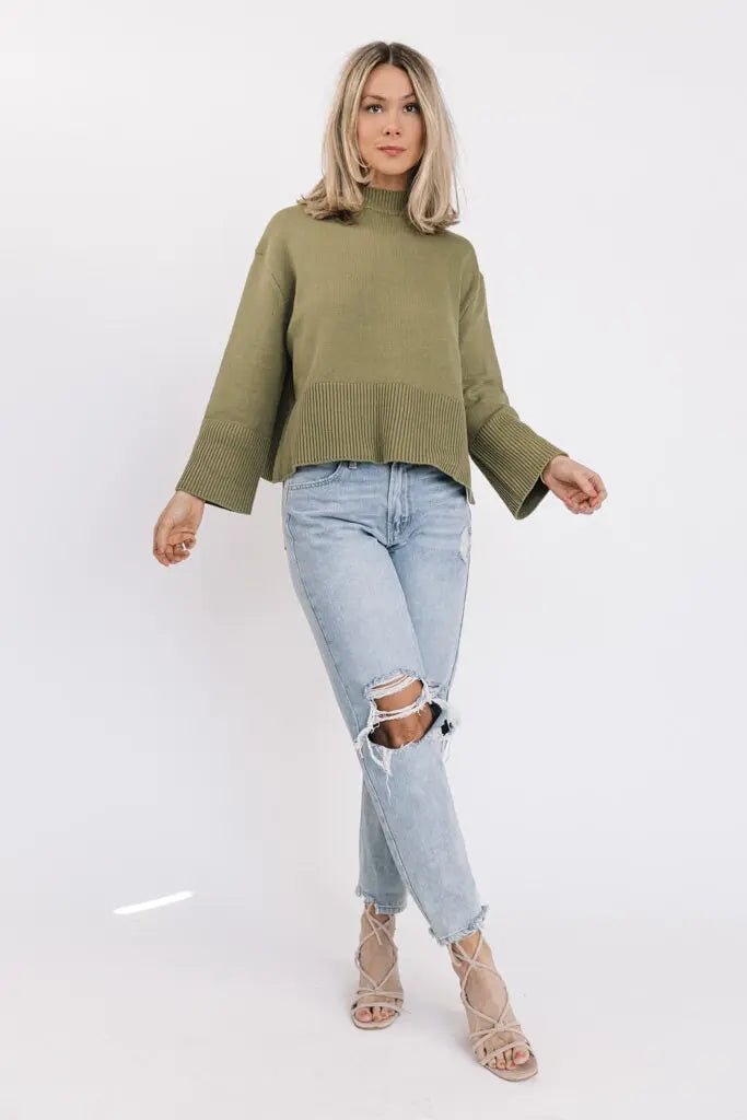 Andie Olive Long Sleeve Sweater - JO+CO
