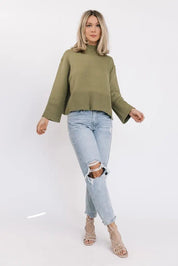 Andie Olive Long Sleeve Sweater - JO+CO