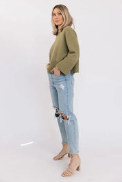 Andie Olive Long Sleeve Sweater - JO+CO