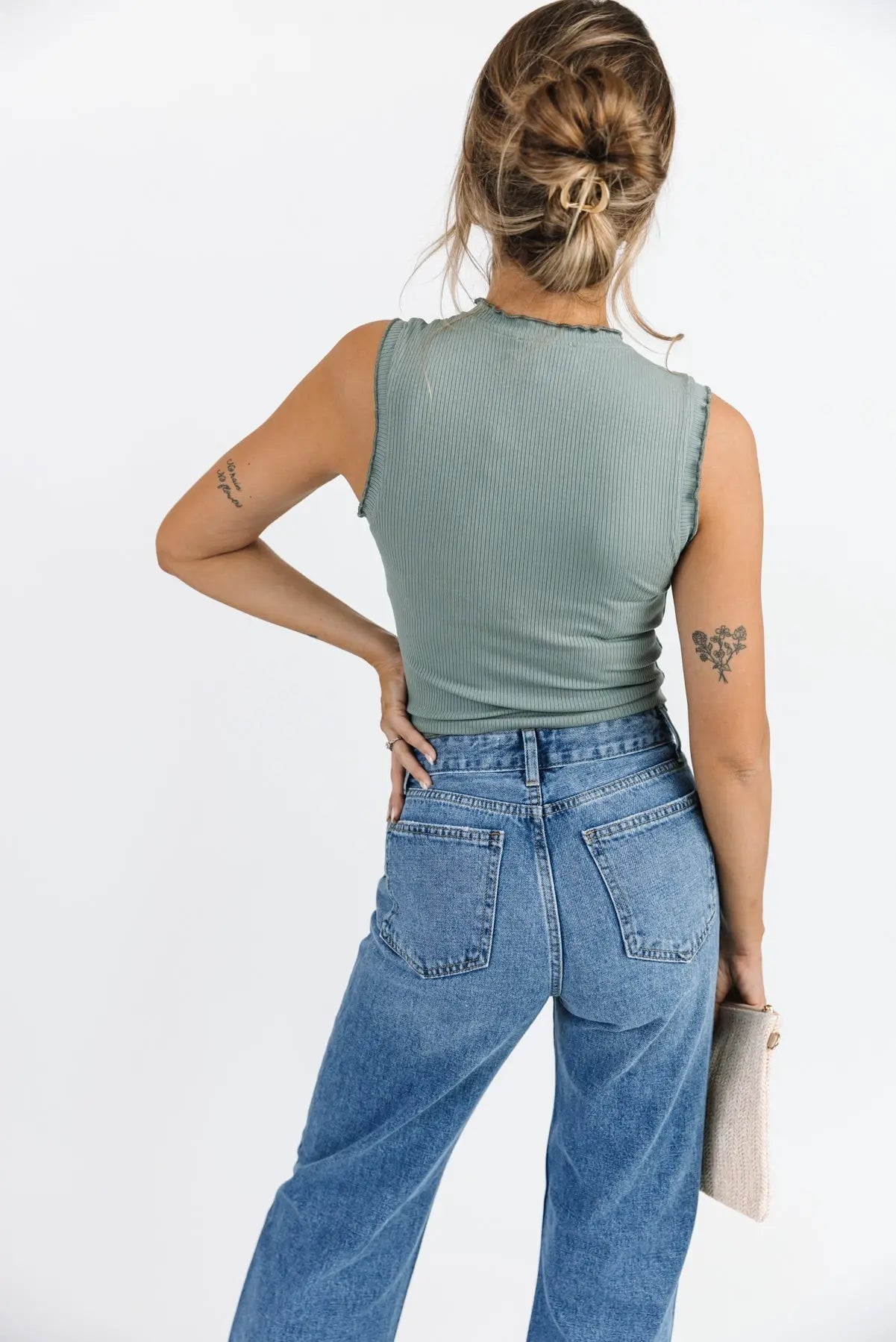 Aspyn Slate Grey Ruffle Trim Tank - FINAL SALE - JO+CO