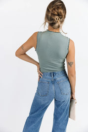 Aspyn Slate Grey Ruffle Trim Tank - FINAL SALE - JO+CO