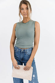 Aspyn Slate Grey Ruffle Trim Tank - FINAL SALE - JO+CO