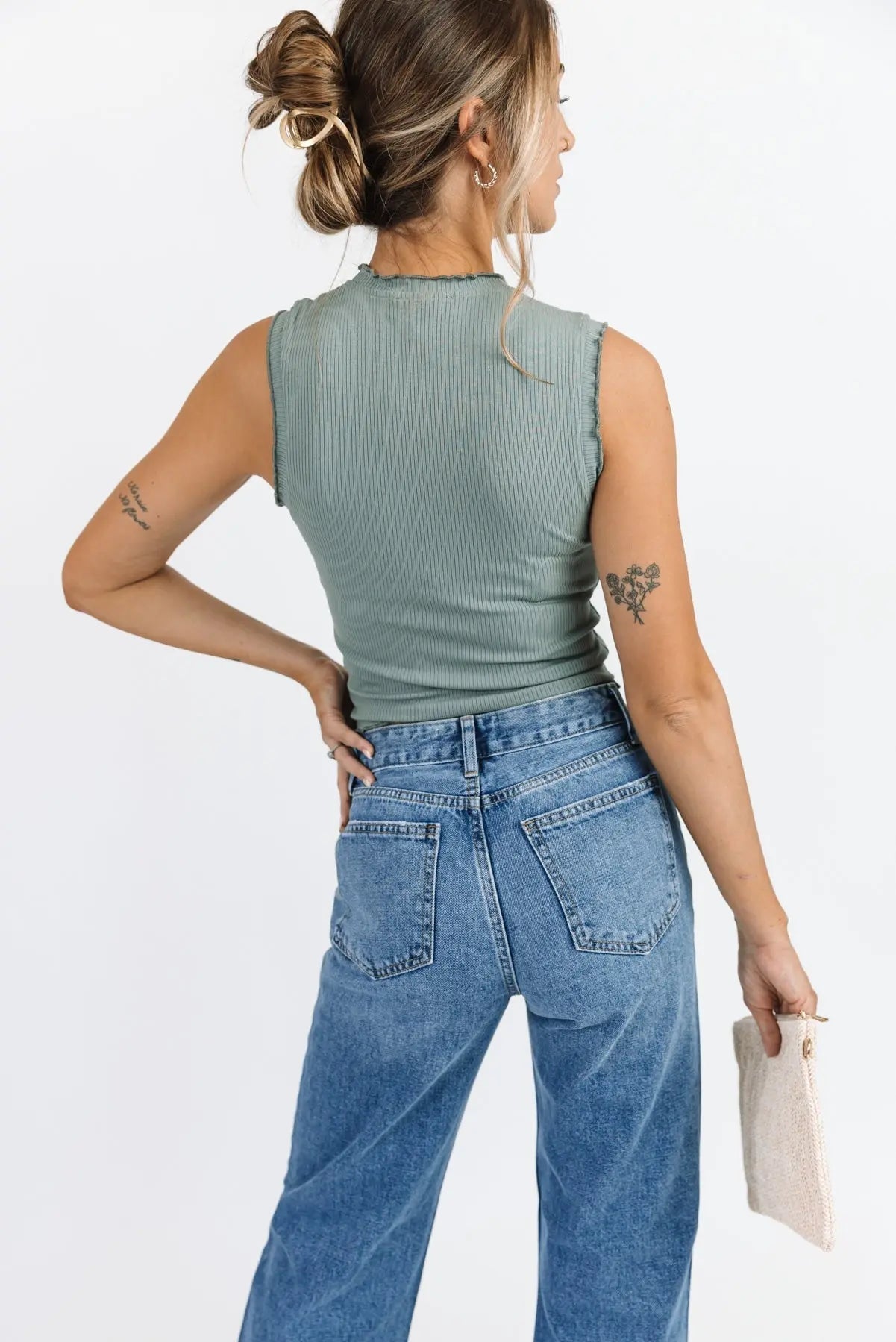 Aspyn Slate Grey Ruffle Trim Tank - FINAL SALE - JO+CO