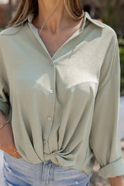 Benji Light Olive Front Twist Top - JO+CO
