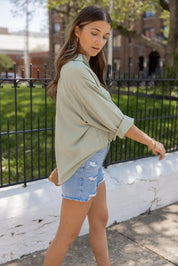 Benji Light Olive Front Twist Top - JO+CO