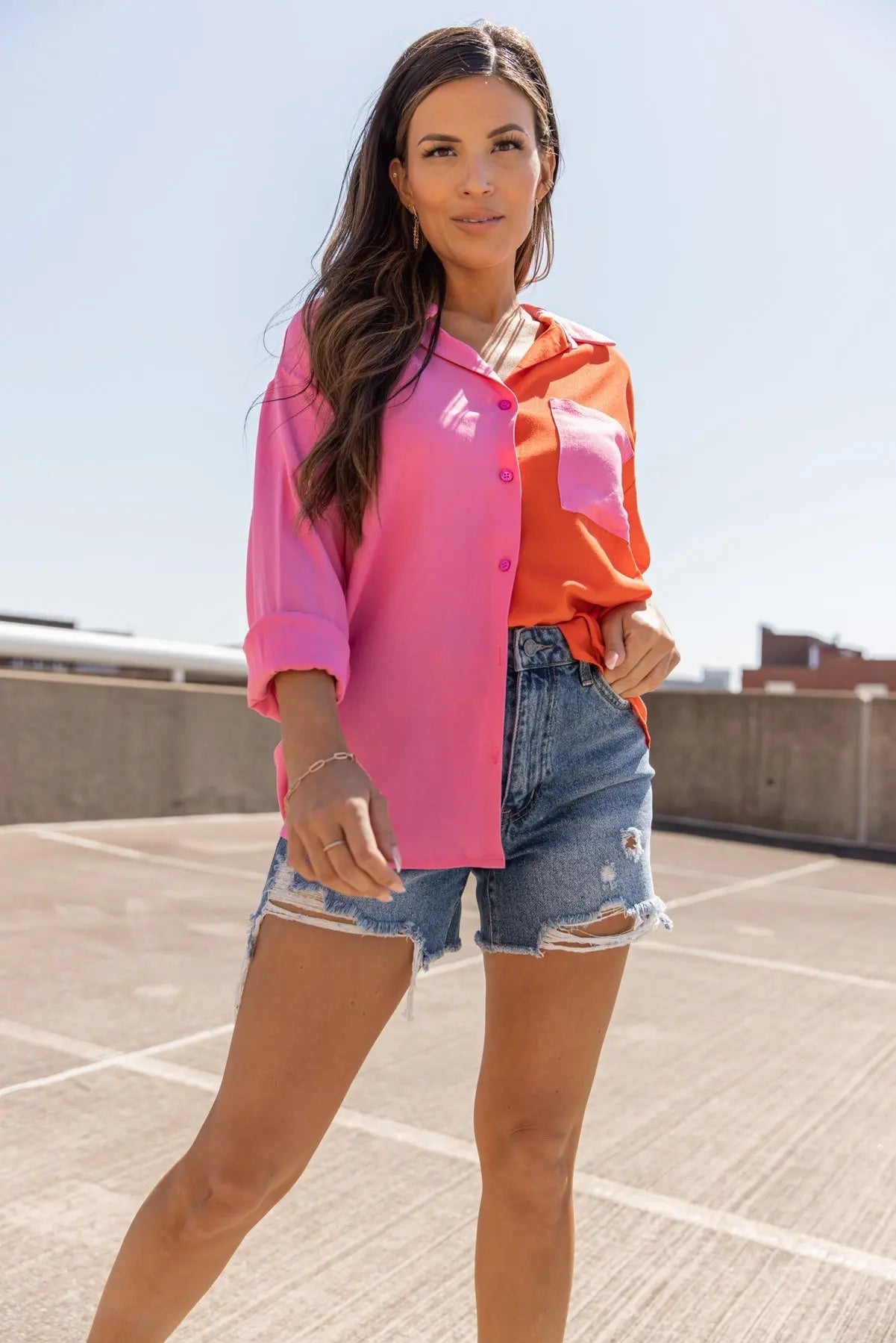 Block Party Pink Button Down Top - FINAL SALE - JO+CO