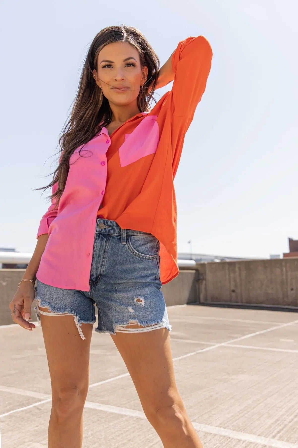 Block Party Pink Button Down Top - FINAL SALE - JO+CO