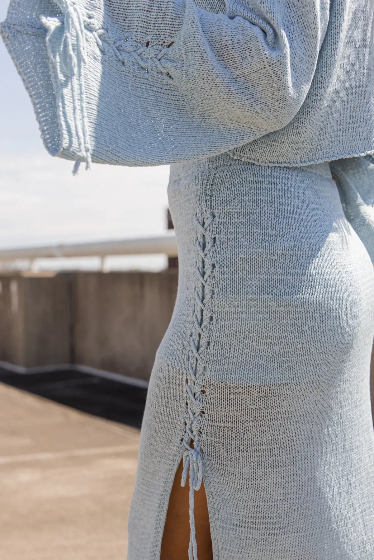 Braidy Bunch Blue Knit Top & Skirt Set - FINAL SALE - JO+CO