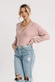 Brea Pink Wrapped Sweater Bodysuit - JO+CO
