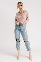 Brea Pink Wrapped Sweater Bodysuit - JO+CO