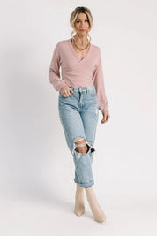 Brea Pink Wrapped Sweater Bodysuit - JO+CO