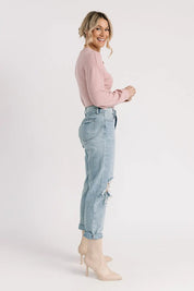 Brea Pink Wrapped Sweater Bodysuit - JO+CO