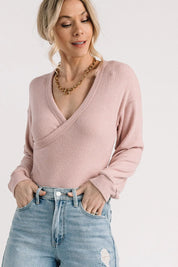 Brea Pink Wrapped Sweater Bodysuit - JO+CO