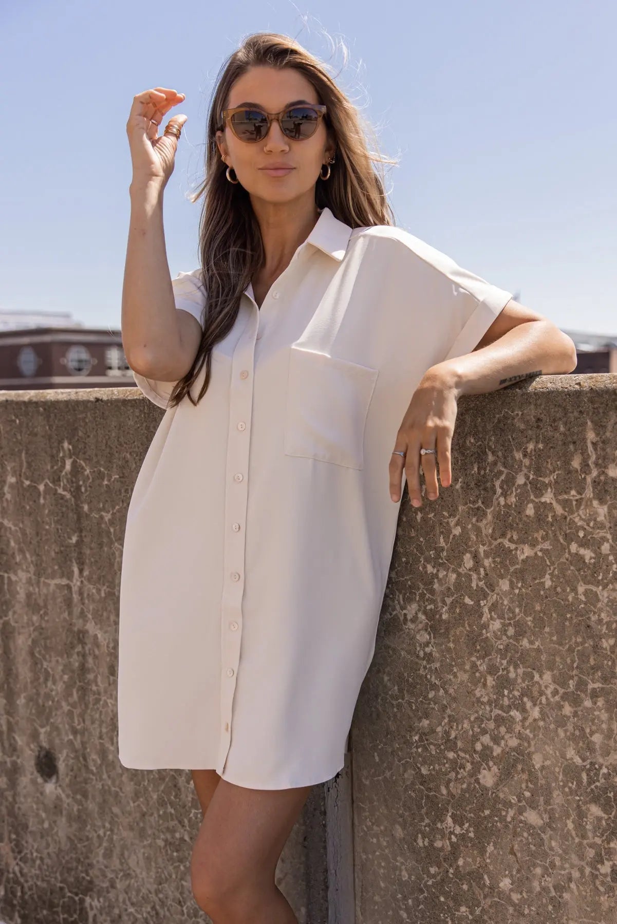 Buttoned Up Bliss Cream Shirt Dress - FINAL SALE - JO+CO
