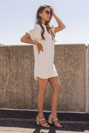 Buttoned Up Bliss Cream Shirt Dress - FINAL SALE - JO+CO