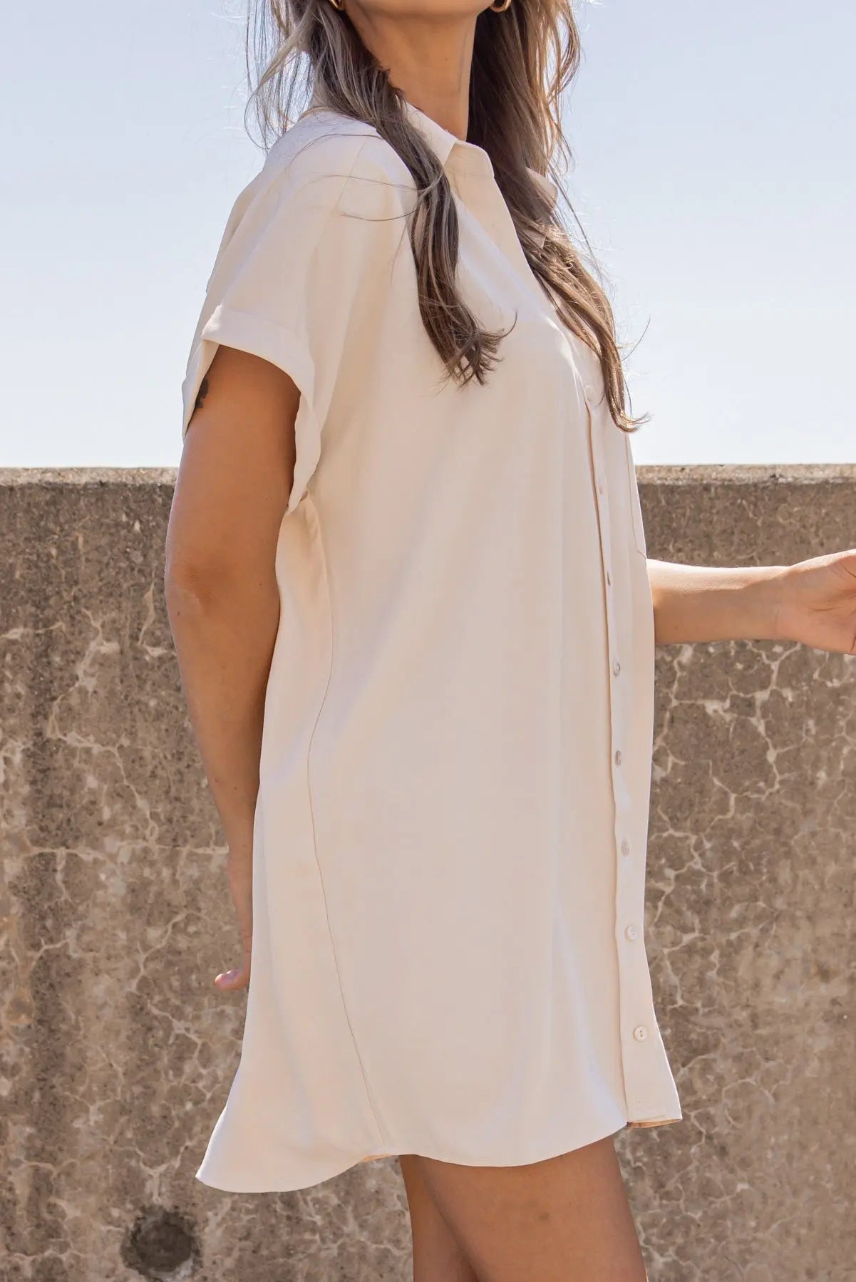 Buttoned Up Bliss Cream Shirt Dress - FINAL SALE - JO+CO