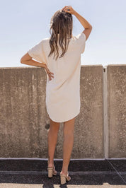 Buttoned Up Bliss Cream Shirt Dress - FINAL SALE - JO+CO
