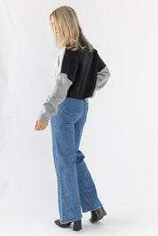 Cozy Up Color Block Sweater - Black/Grey - JO+CO
