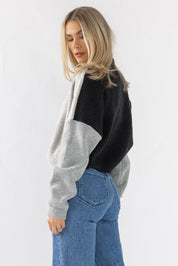 Cozy Up Color Block Sweater - Black/Grey - JO+CO
