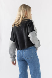 Cozy Up Color Block Sweater - Black/Grey - JO+CO