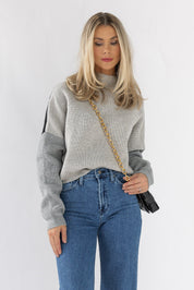 Cozy Up Color Block Sweater - Black/Grey - JO+CO