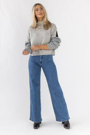 Cozy Up Color Block Sweater - Black/Grey - JO+CO