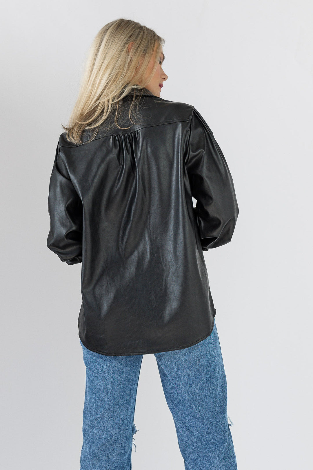 Faux Real Faux Leather Top - Black - JO+CO
