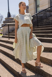 Gingham Gal Sage Plaid Top & Skirt Set - FINAL SALE - JO+CO