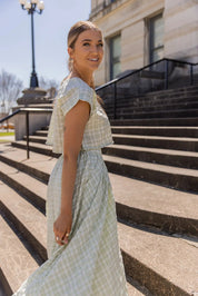 Gingham Gal Sage Plaid Top & Skirt Set - FINAL SALE - JO+CO