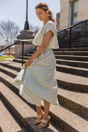 Gingham Gal Sage Plaid Top & Skirt Set - FINAL SALE - JO+CO