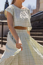 Gingham Gal Sage Plaid Top & Skirt Set - FINAL SALE - JO+CO