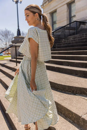 Gingham Gal Sage Plaid Top & Skirt Set - FINAL SALE - JO+CO