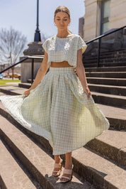 Gingham Gal Sage Plaid Top & Skirt Set - FINAL SALE - JO+CO