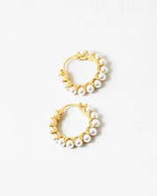 Gold Pearl Hoop Earrings - Final Sale - JO+CO