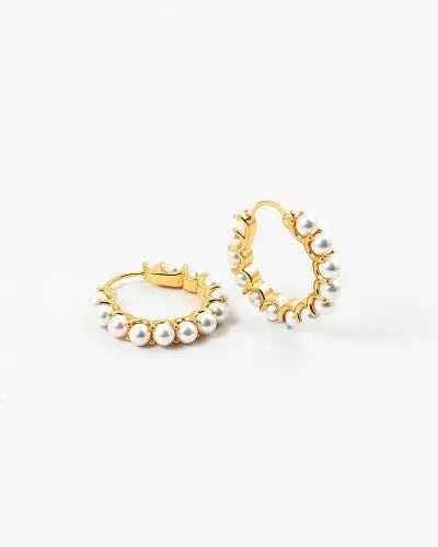 Gold Pearl Hoop Earrings - Final Sale - JO+CO
