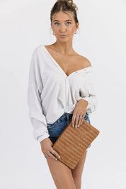 Jodie Natural Thin Stripe Button Down - FINAL SALE - JO+CO