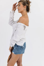 Jodie Natural Thin Stripe Button Down - FINAL SALE - JO+CO