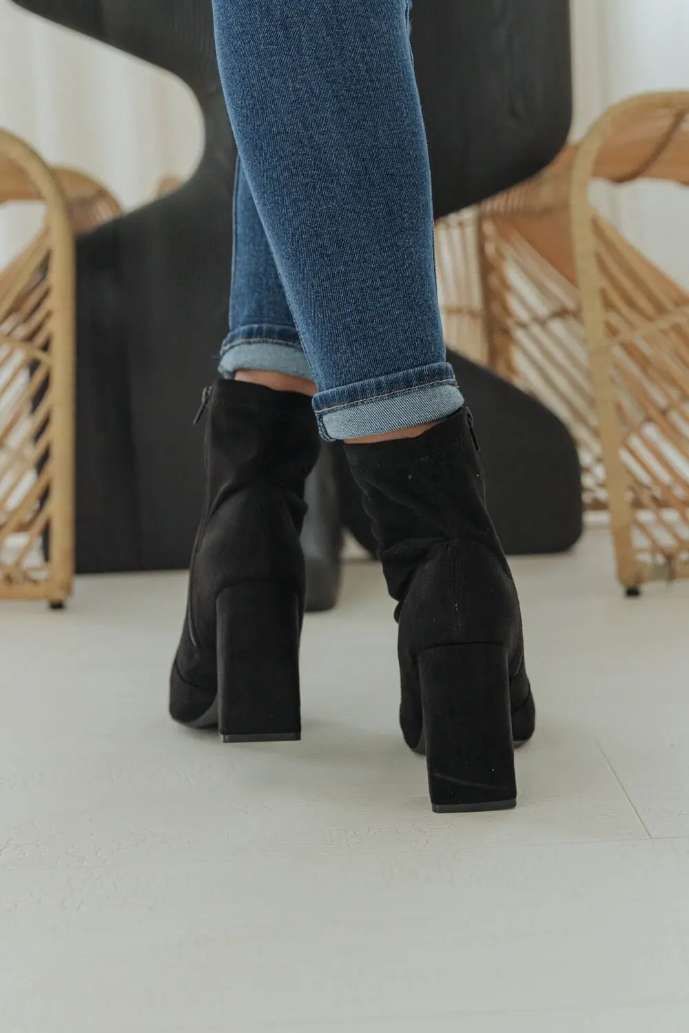 Just Your Type Faux Suede Sock Bootie - BLACK - FINAL SALE - JO+CO