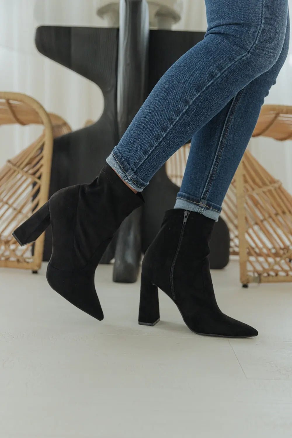 Just Your Type Faux Suede Sock Bootie - BLACK - FINAL SALE - JO+CO