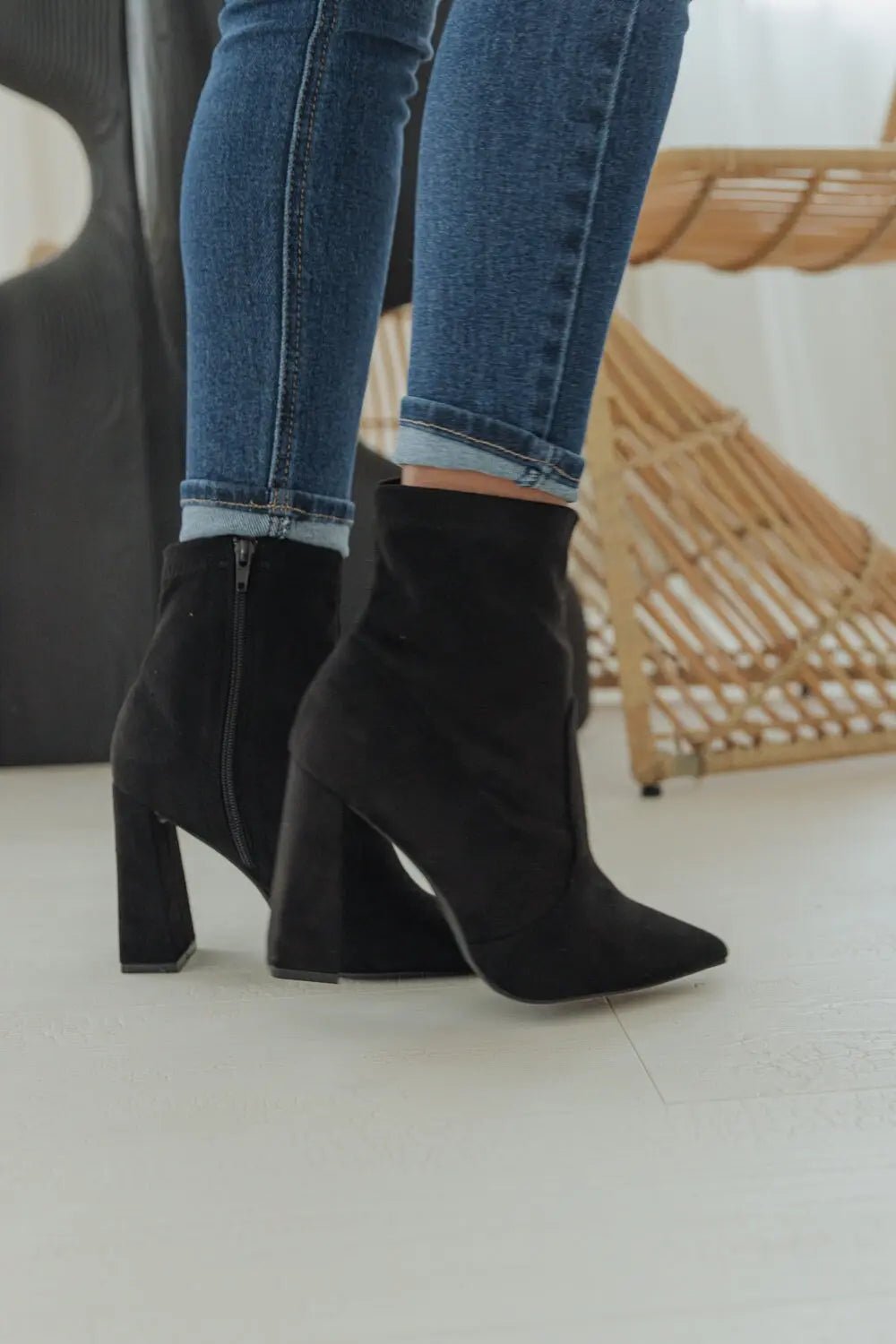 Just Your Type Faux Suede Sock Bootie - BLACK - FINAL SALE - JO+CO